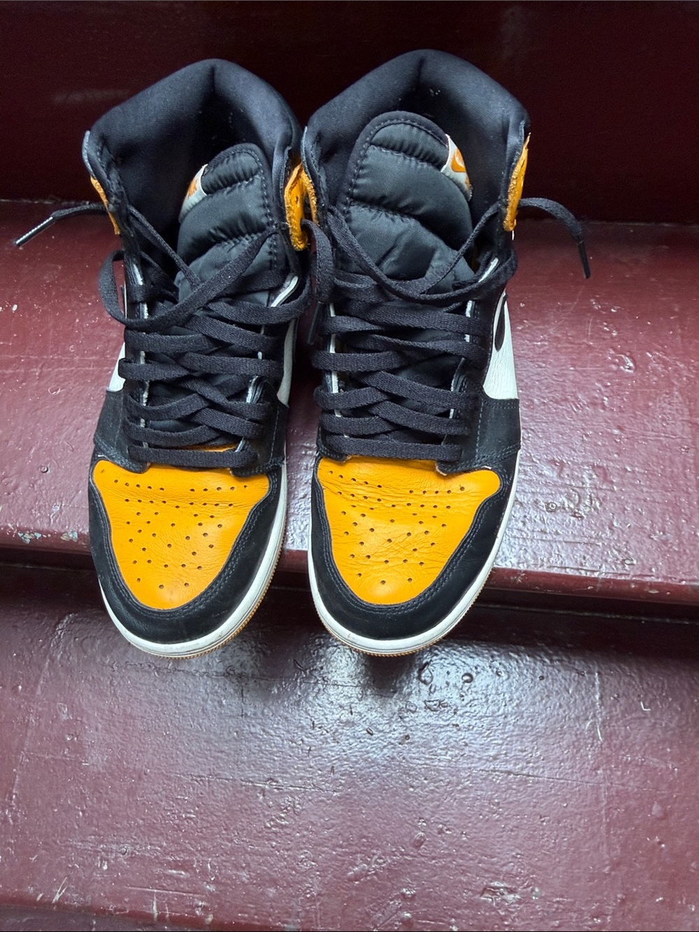 Jordan Retro High-Top Sneakers in Black, White & Orange